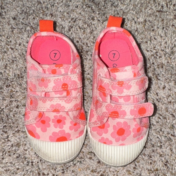 Cat & Jack Other - Cat & Jack Pink and Orange Floral Sneakers